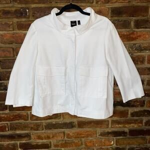 Rafaella White 3/4 Sleeve Full Zip Jacket Lightweight Coat Women's Size 16